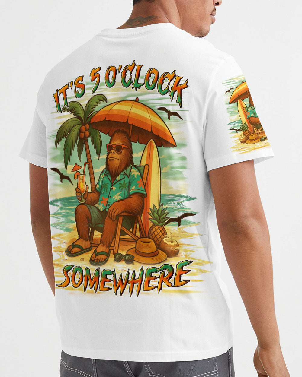 BLISSCORNERS IT'S 5 O'CLOCK SOMEWHERE BIGFOOT ALL OVER PRINT