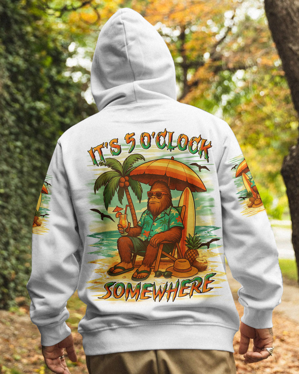BLISSCORNERS IT'S 5 O'CLOCK SOMEWHERE BIGFOOT ALL OVER PRINT