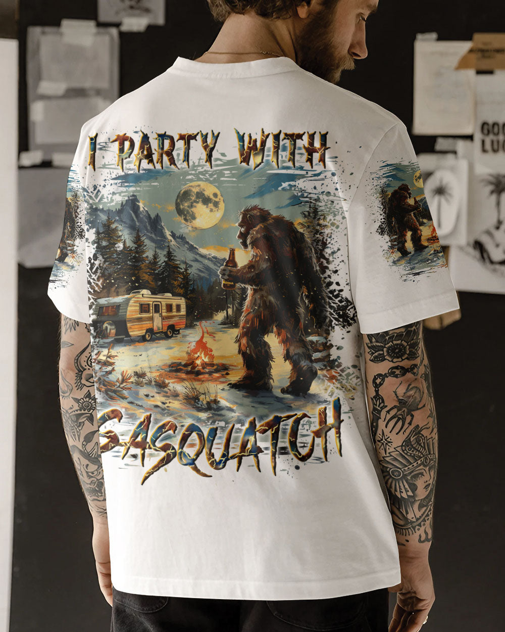 BLISSCORNERS I PARTY WITH SASQUATCH BIGFOOT ALL OVER PRINT