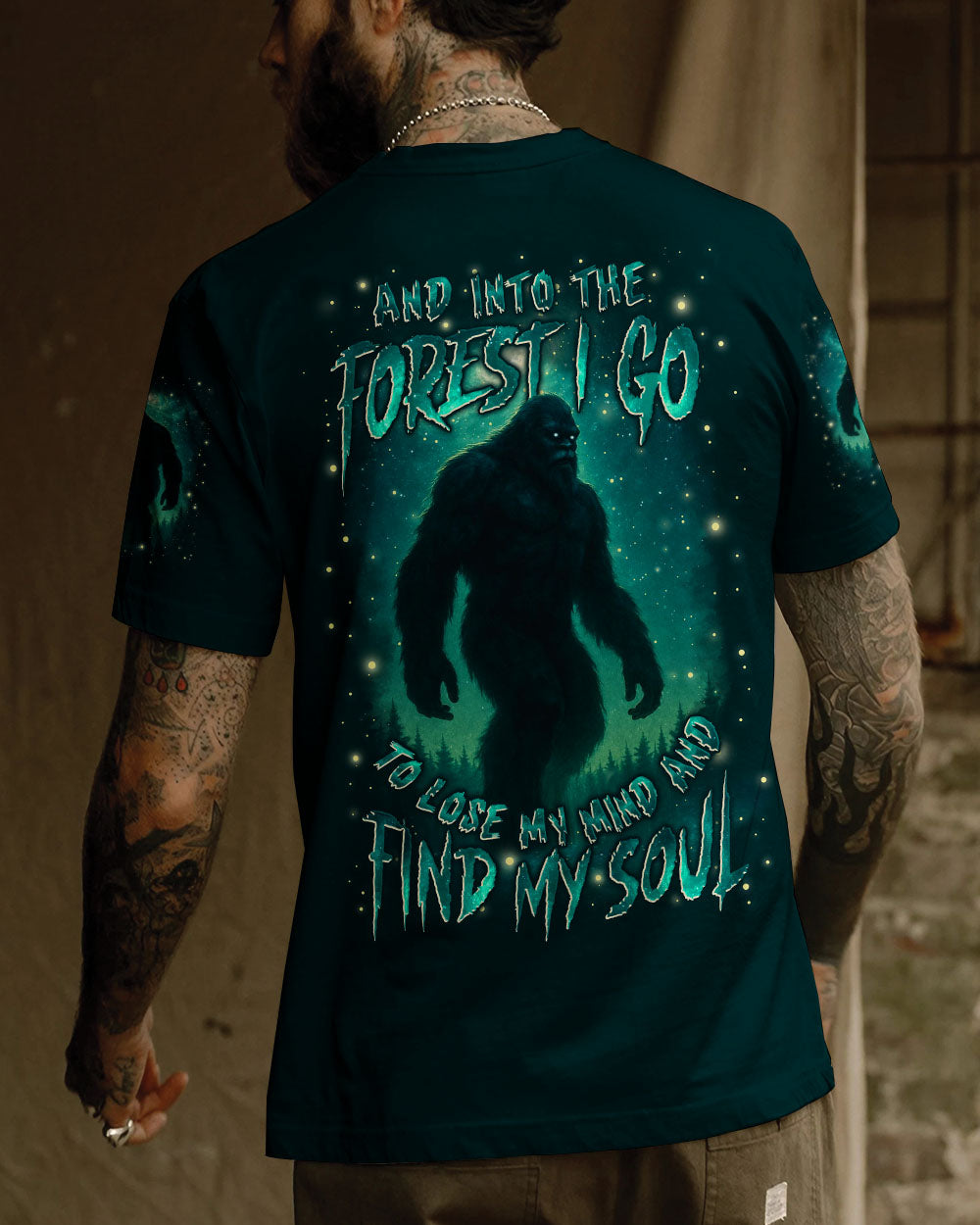 BLISSCORNERS AND INTO THE FOREST I GO BIGFOOT ALL OVER PRINT