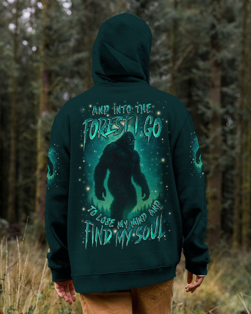 BLISSCORNERS AND INTO THE FOREST I GO BIGFOOT ALL OVER PRINT