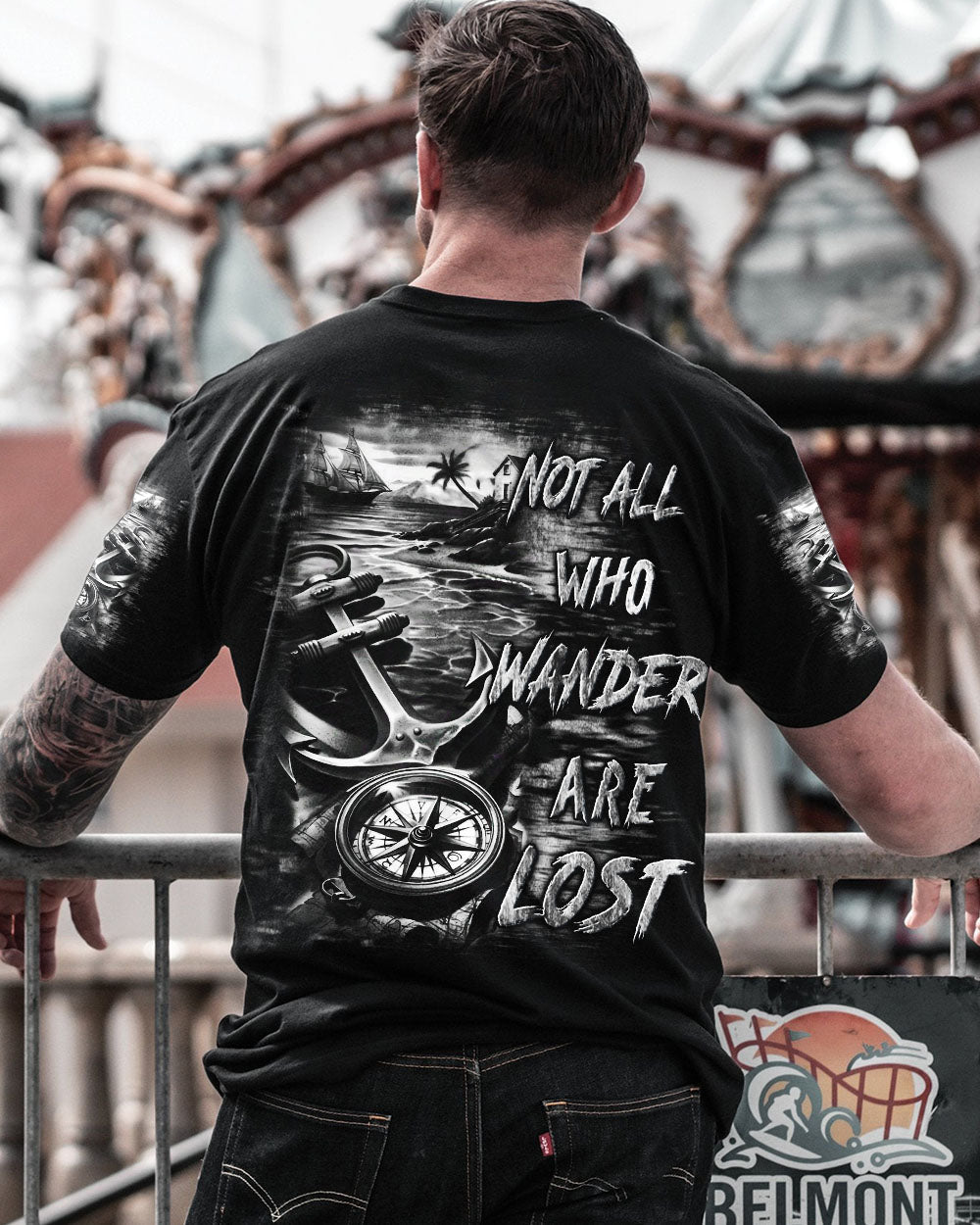 BLISSCORNERS NOT ALL WHO WANDER ARE LOST ANCHOR COMPASS ALL OVER PRINT