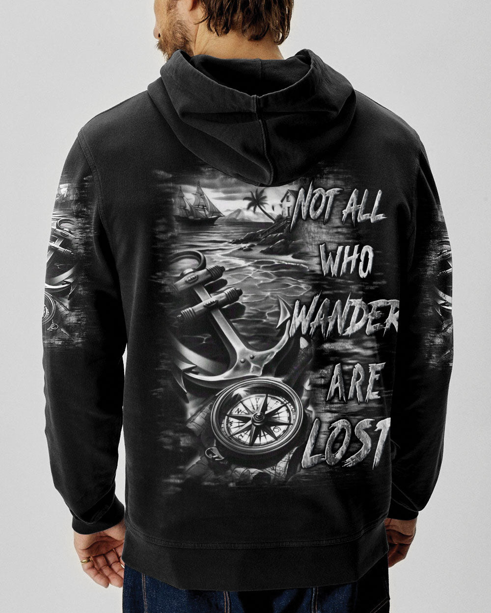 BLISSCORNERS NOT ALL WHO WANDER ARE LOST ANCHOR COMPASS ALL OVER PRINT