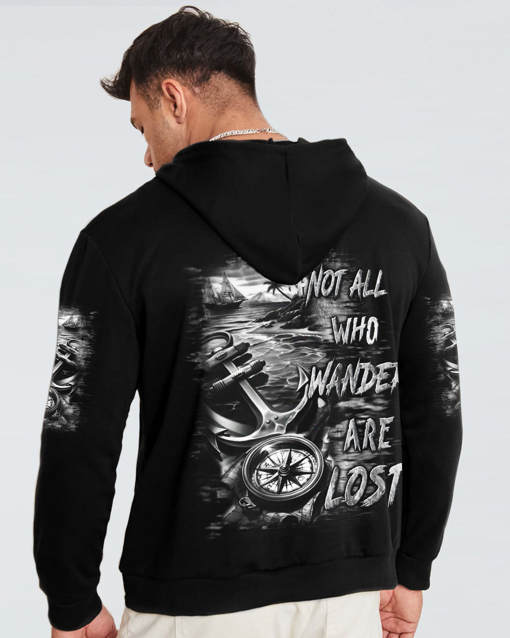 BLISSCORNERS NOT ALL WHO WANDER ARE LOST ANCHOR COMPASS ALL OVER PRINT