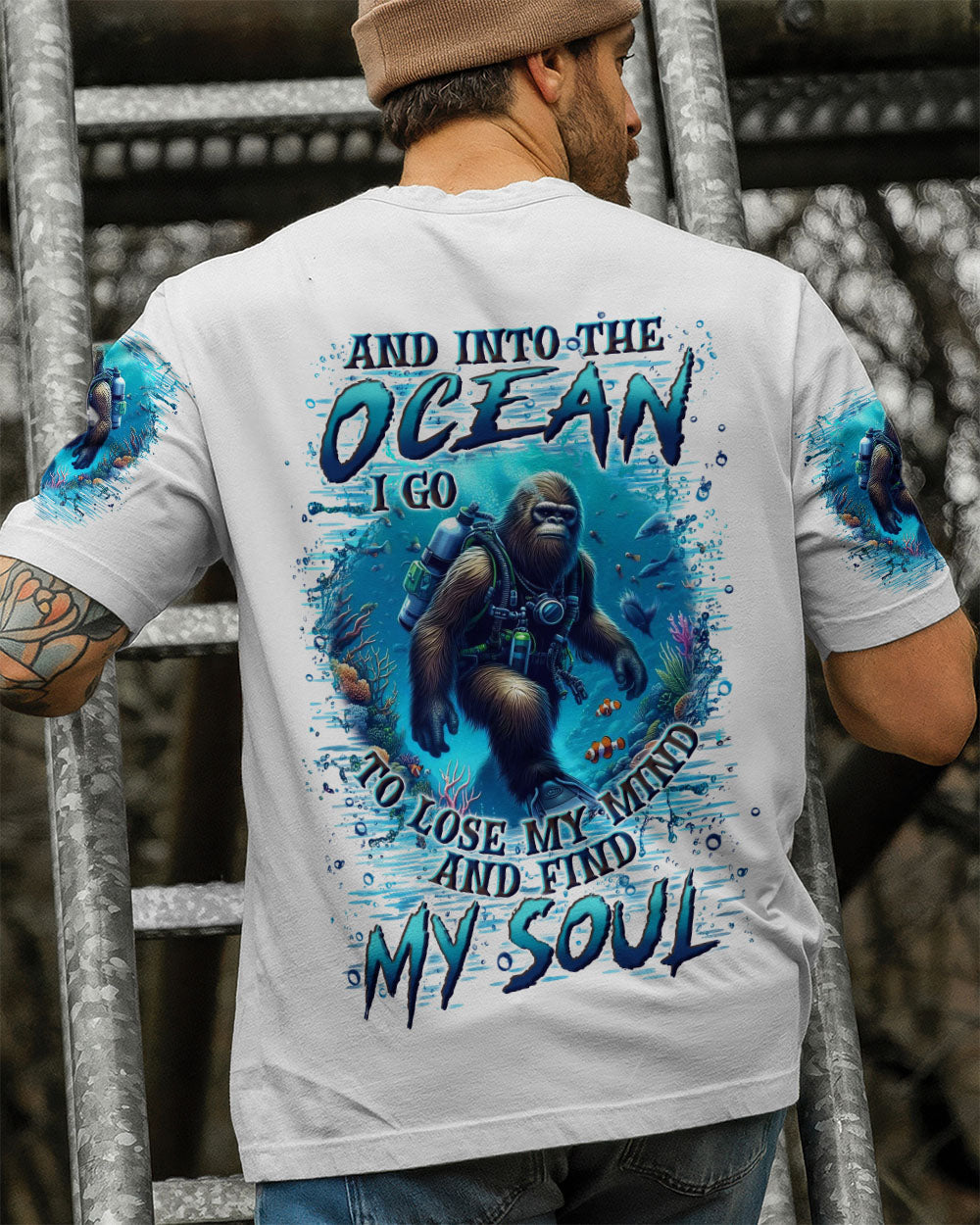 BLISSCORNERS AND INTO THE OCEAN I GO BIGFOOT ALL OVER PRINT
