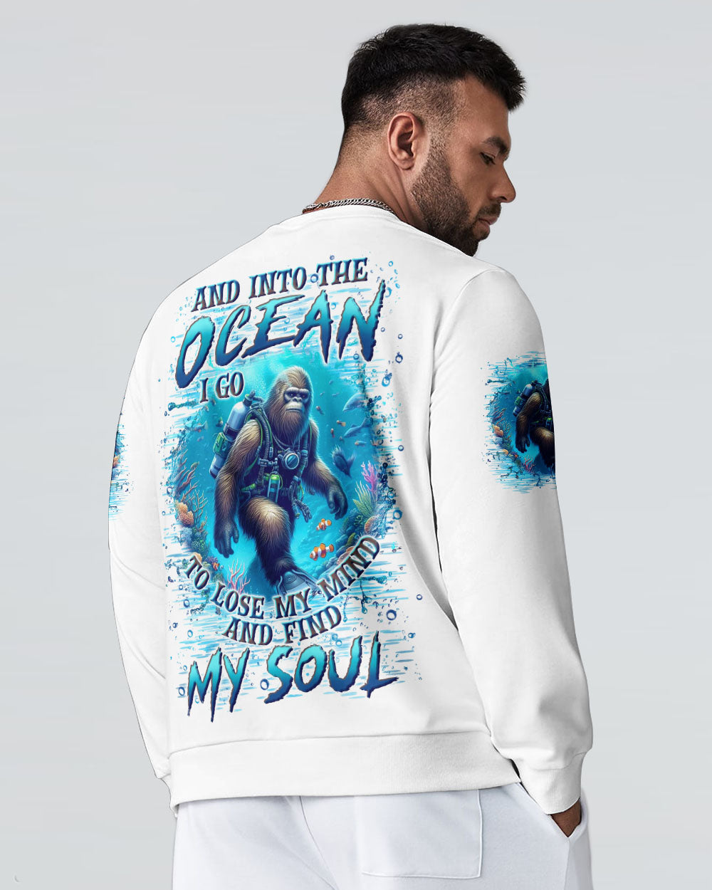 BLISSCORNERS AND INTO THE OCEAN I GO BIGFOOT ALL OVER PRINT