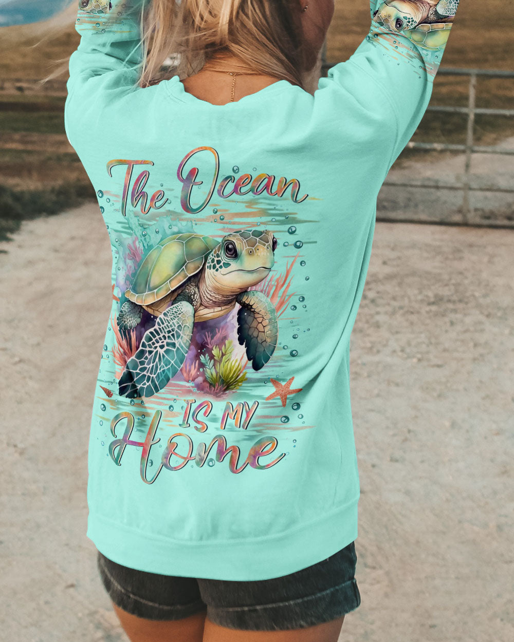 BLISSCORNERS THE OCEAN IS MY HOME TURTLE ALL OVER PRINT