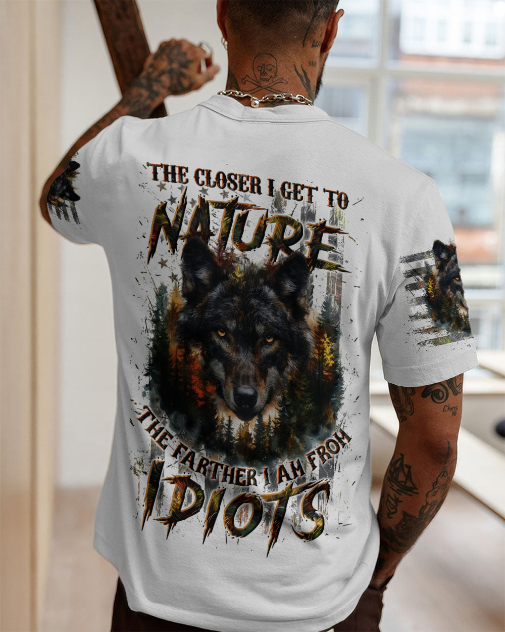 BLISSCORNERS THE CLOSER I GET TO NATURE WOLF ALL OVER PRINT