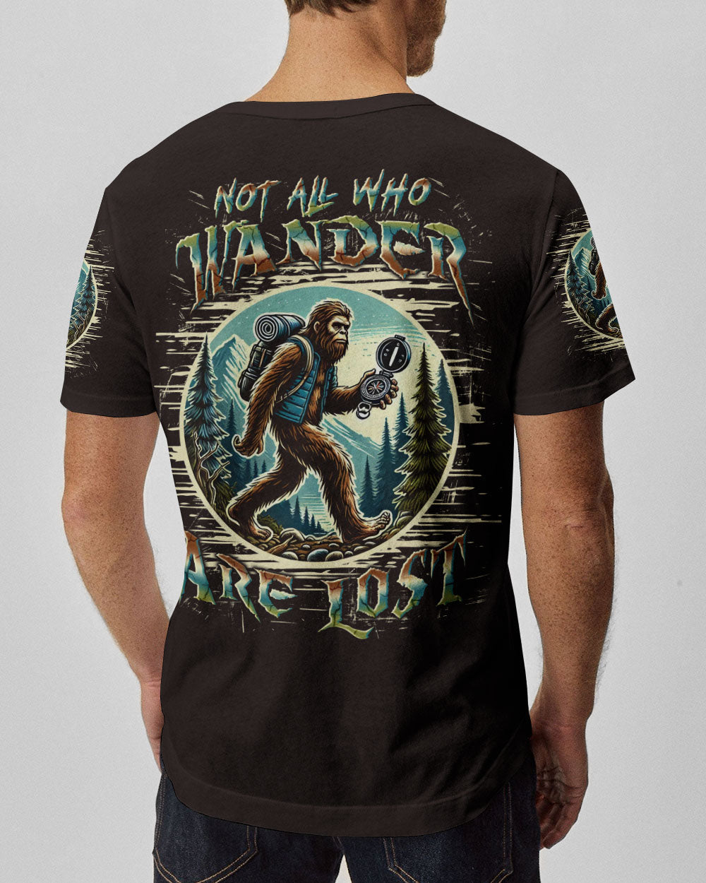 BLISSCORNERS NOT ALL WHO WANDER ARE LOST BIGFOOT ALL OVER PRINT