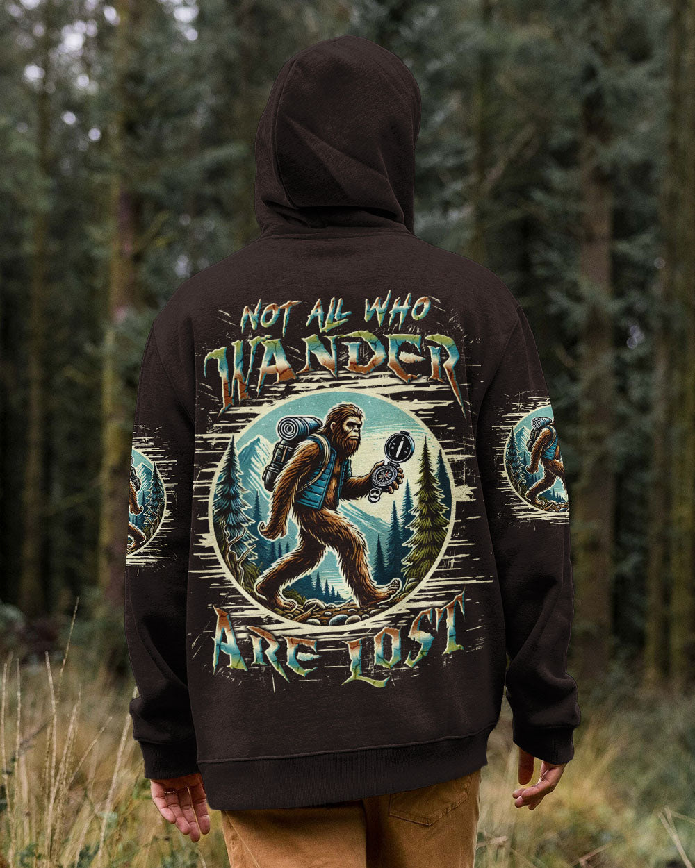 BLISSCORNERS NOT ALL WHO WANDER ARE LOST BIGFOOT ALL OVER PRINT