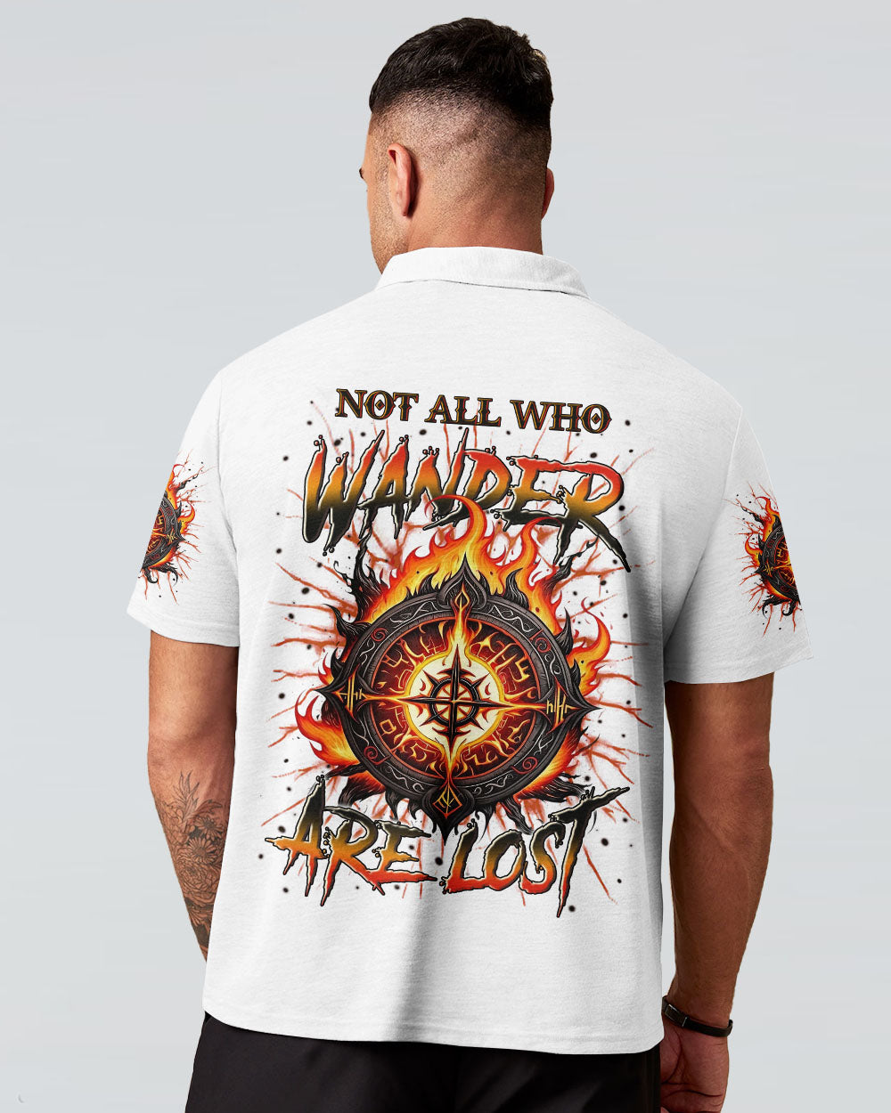 BLISSCORNERS NOT ALL WHO WANDER ARE LOST COMPASS FIRE ALL OVER PRINT
