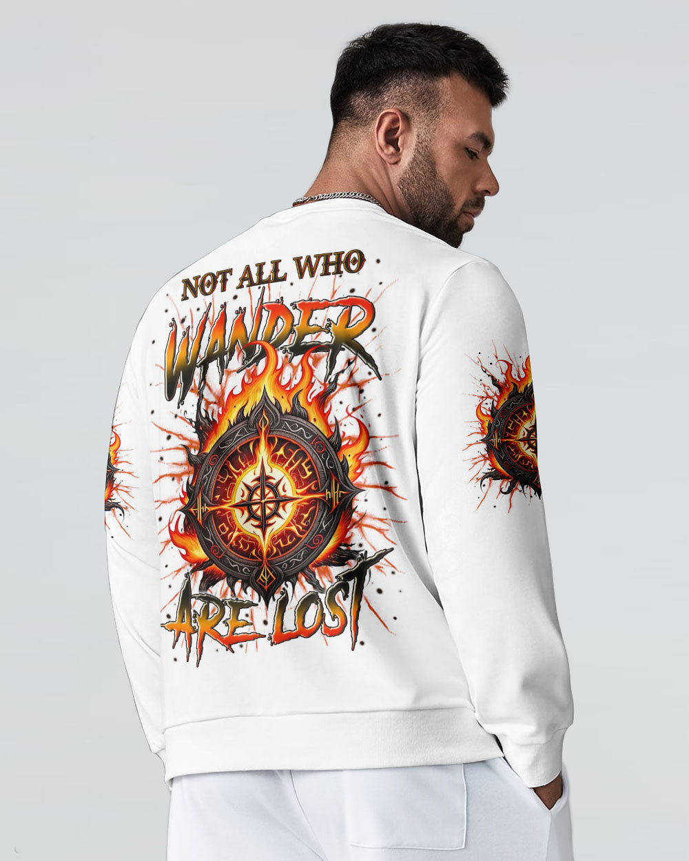 BLISSCORNERS NOT ALL WHO WANDER ARE LOST COMPASS FIRE ALL OVER PRINT
