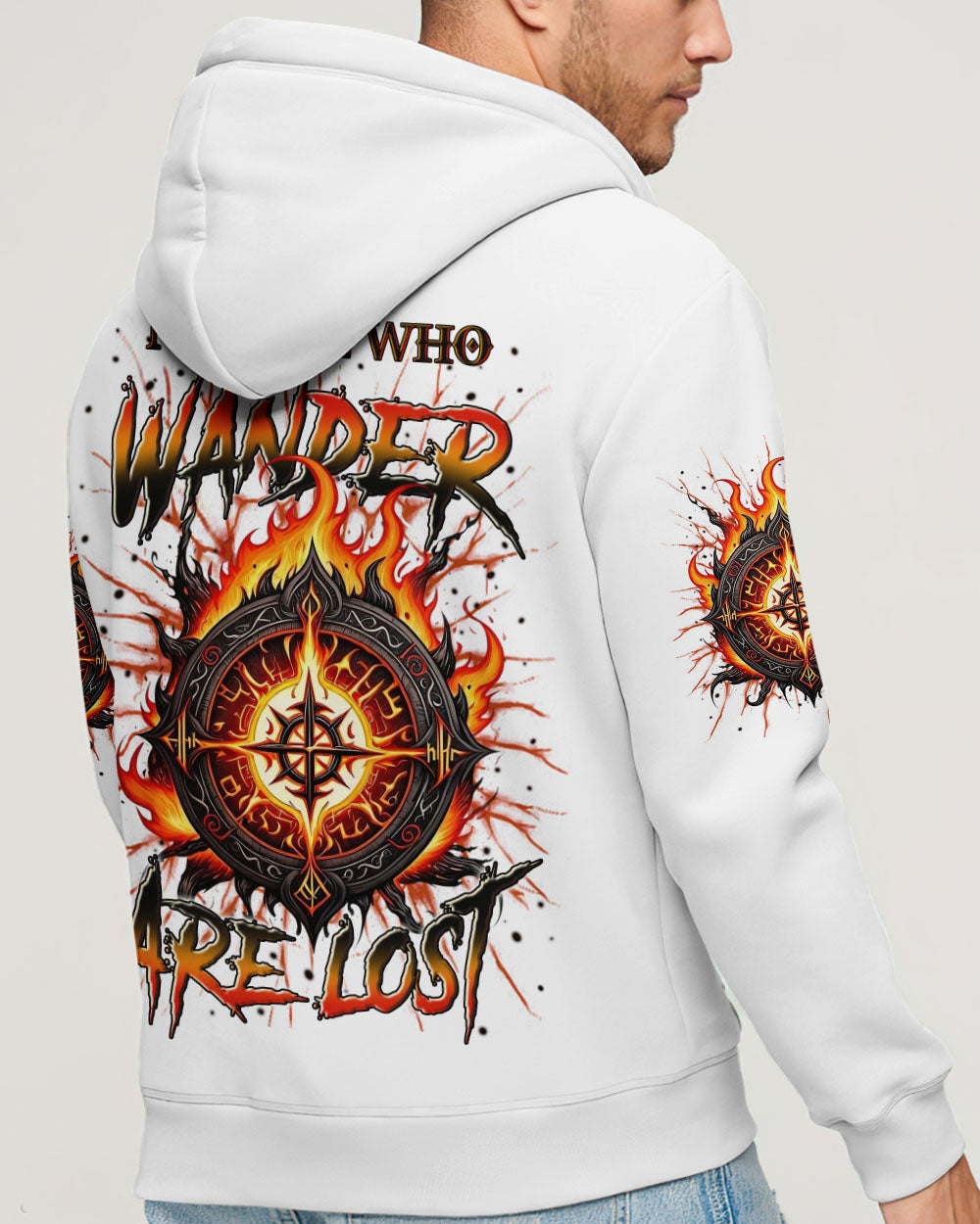 BLISSCORNERS NOT ALL WHO WANDER ARE LOST COMPASS FIRE ALL OVER PRINT
