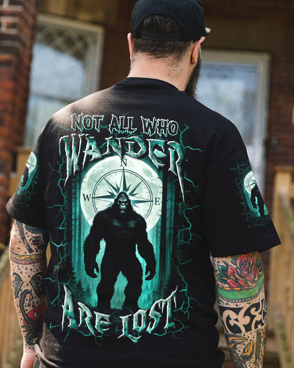BLISSCORNERS NOT ALL WHO WANDER ARE LOST BIGFOOT ALL OVER PRINT