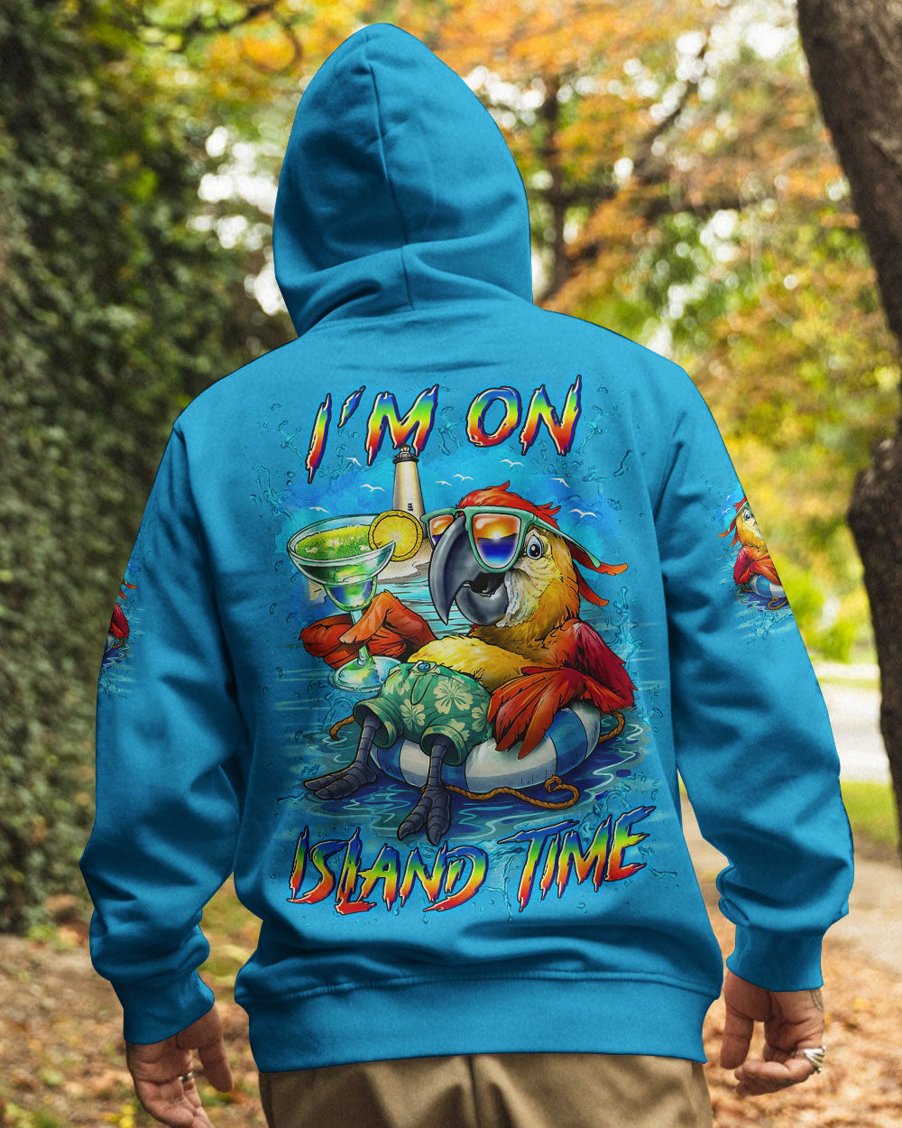 BLISSCORNERS I'M ON ISLAND TIME PARROT ALL OVER PRINT