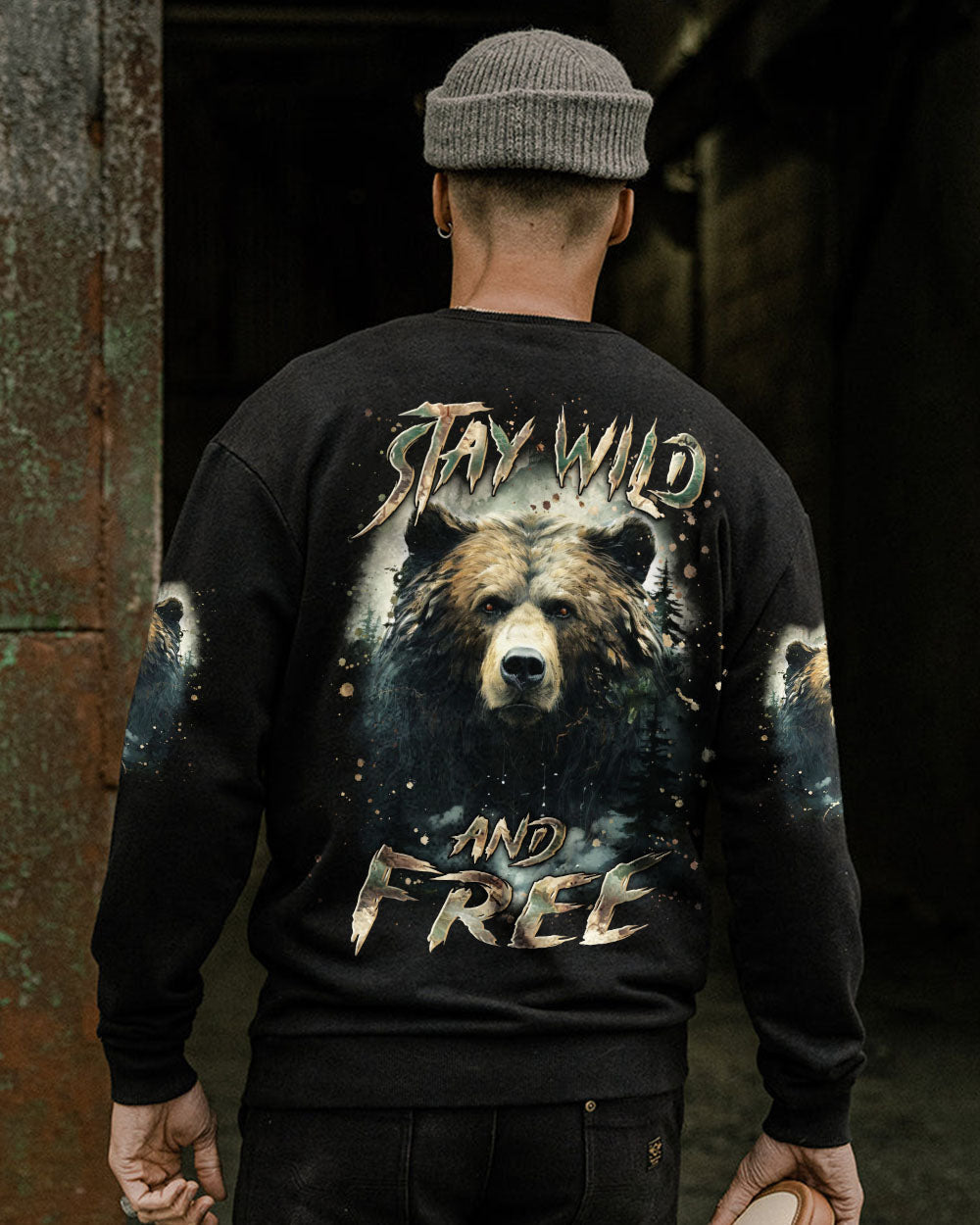 BLISSCORNERS STAY WILD AND FREE BEAR ALL OVER PRINT