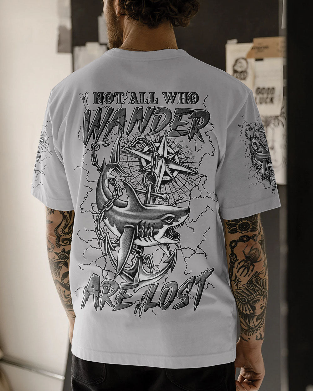BLISSCORNERS NOT ALL WHO WANDER ARE LOST COMPASS ALL OVER PRINT