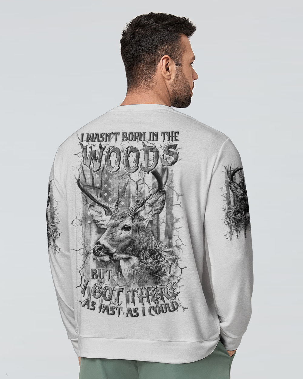 BLISSCORNERS I WASN'T BORN IN THE WOODS DEER HUNTING ALL OVER PRINT
