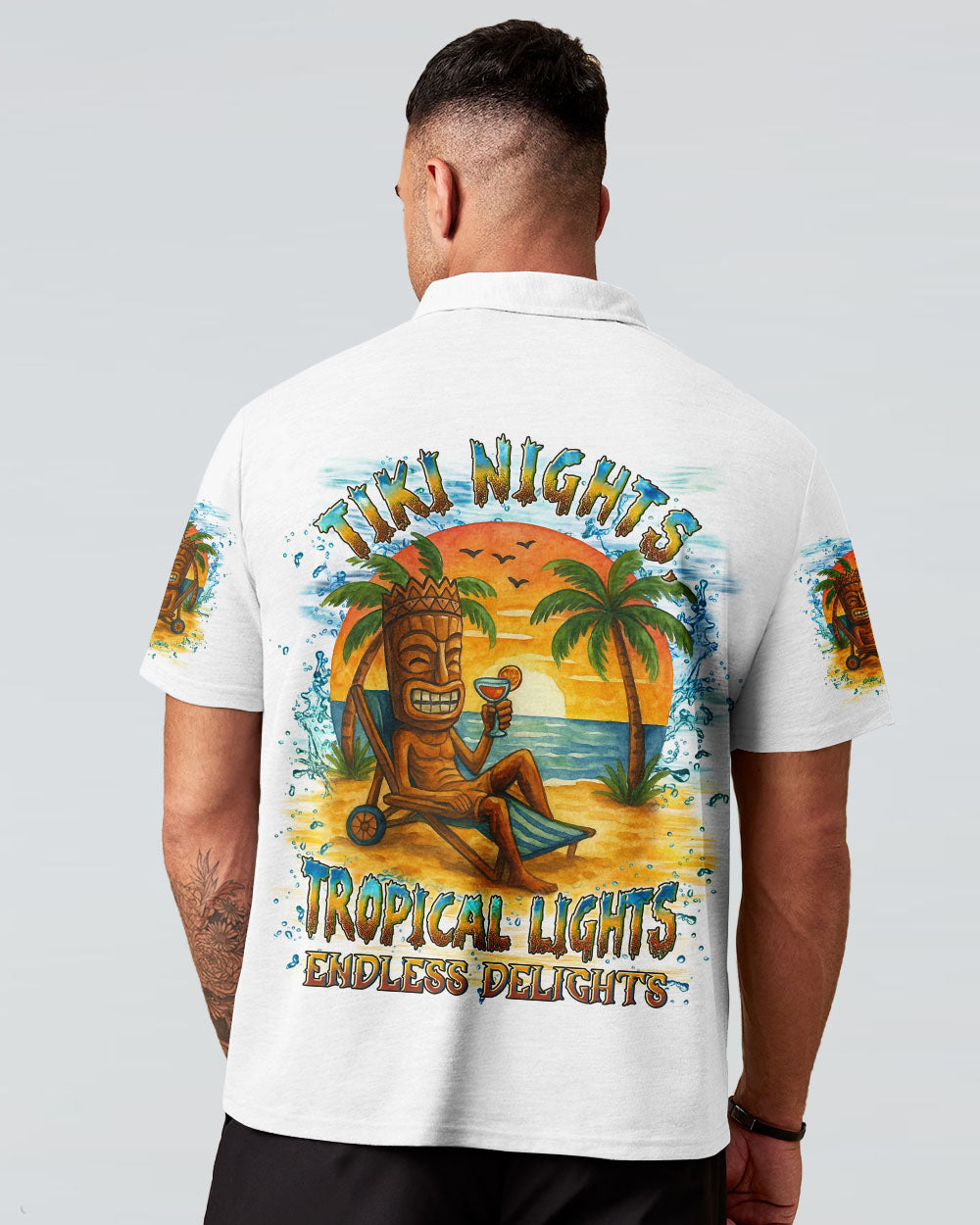 BLISSCORNERS TIKI NIGHTS TROPICAL LIGHTS ENDLESS DELIGHTS ALL OVER PRINT