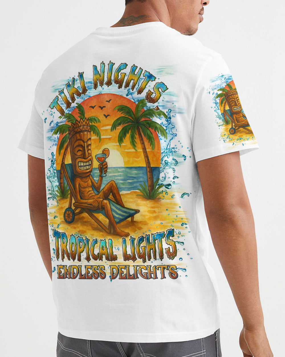 BLISSCORNERS TIKI NIGHTS TROPICAL LIGHTS ENDLESS DELIGHTS ALL OVER PRINT