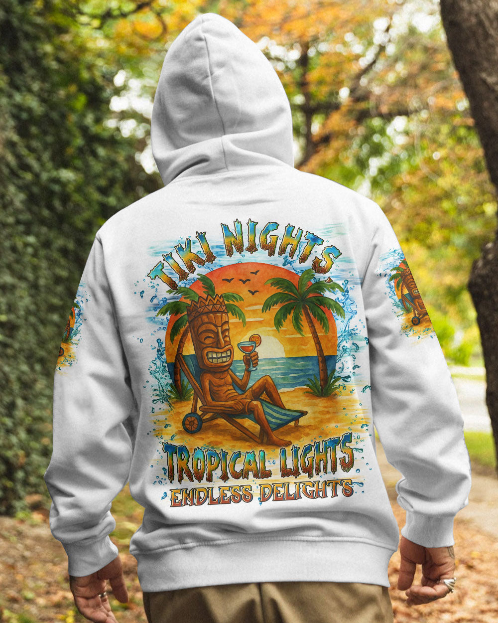 BLISSCORNERS TIKI NIGHTS TROPICAL LIGHTS ENDLESS DELIGHTS ALL OVER PRINT