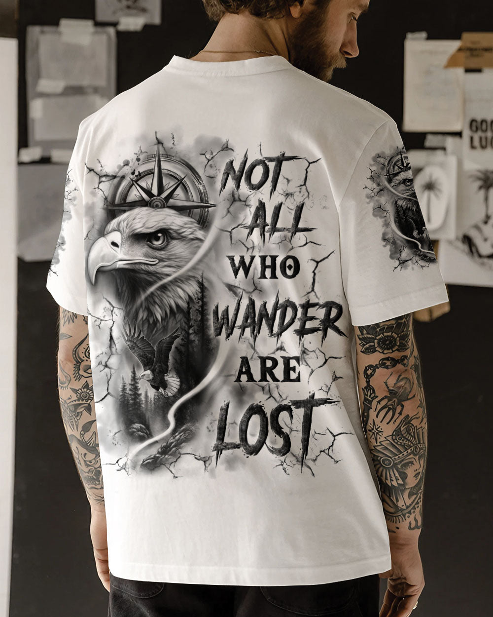 BLISSCORNERS NOT ALL WHO WANDER ARE LOST COMPASS ALL OVER PRINT