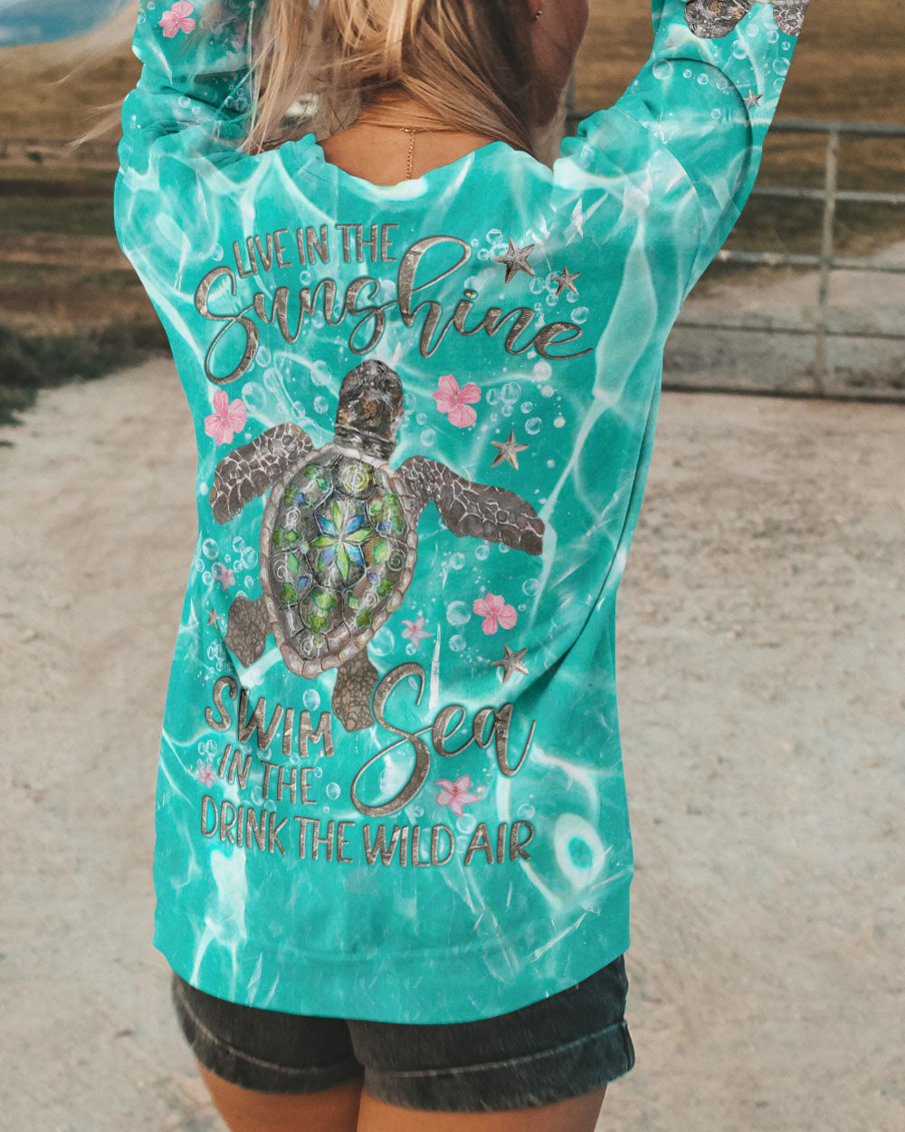 BLISSCORNERS LIVE IN THE SUNSHINE SWIM IN THE SEA TURTLE ALL OVER PRINT