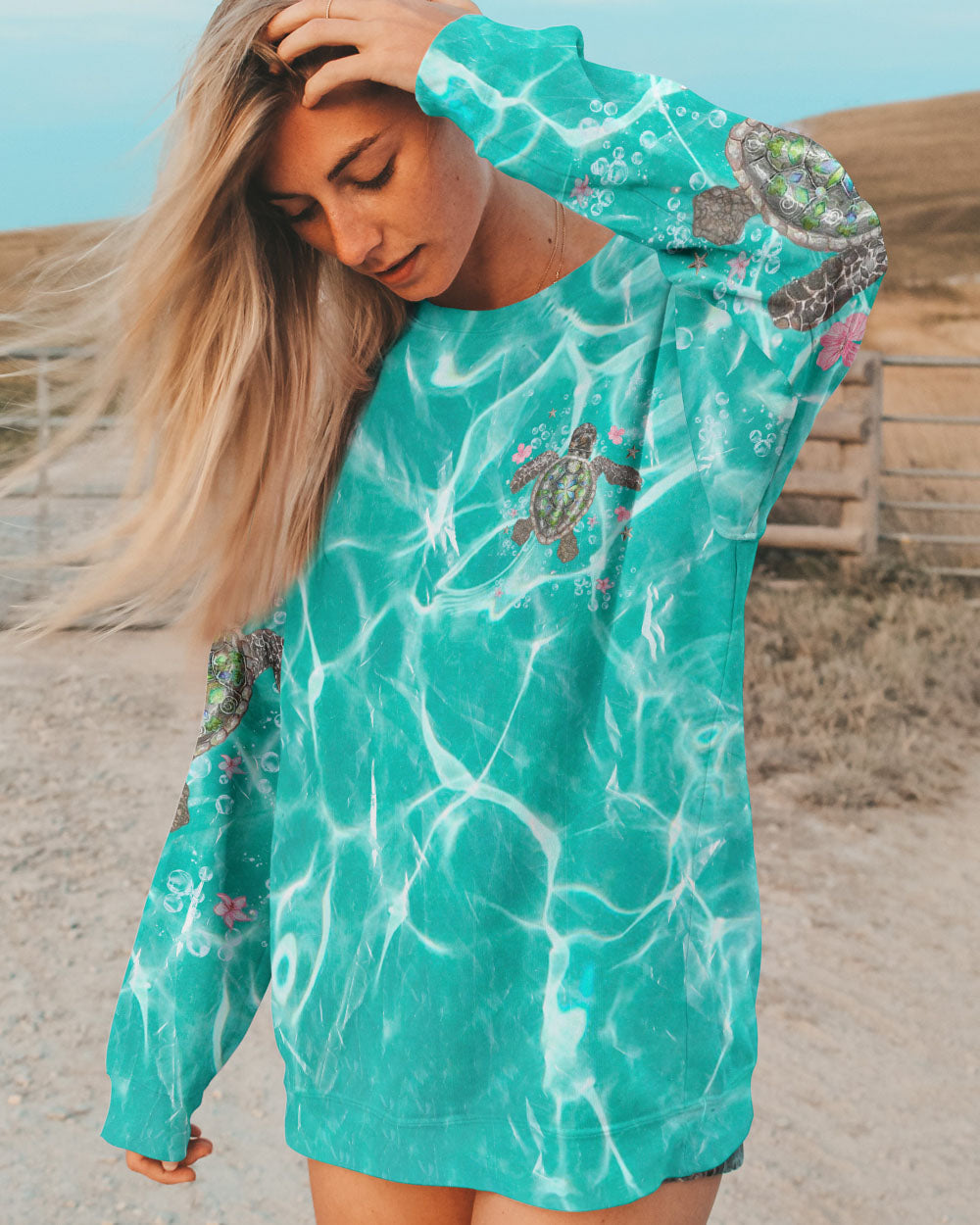 BLISSCORNERS LIVE IN THE SUNSHINE SWIM IN THE SEA TURTLE ALL OVER PRINT