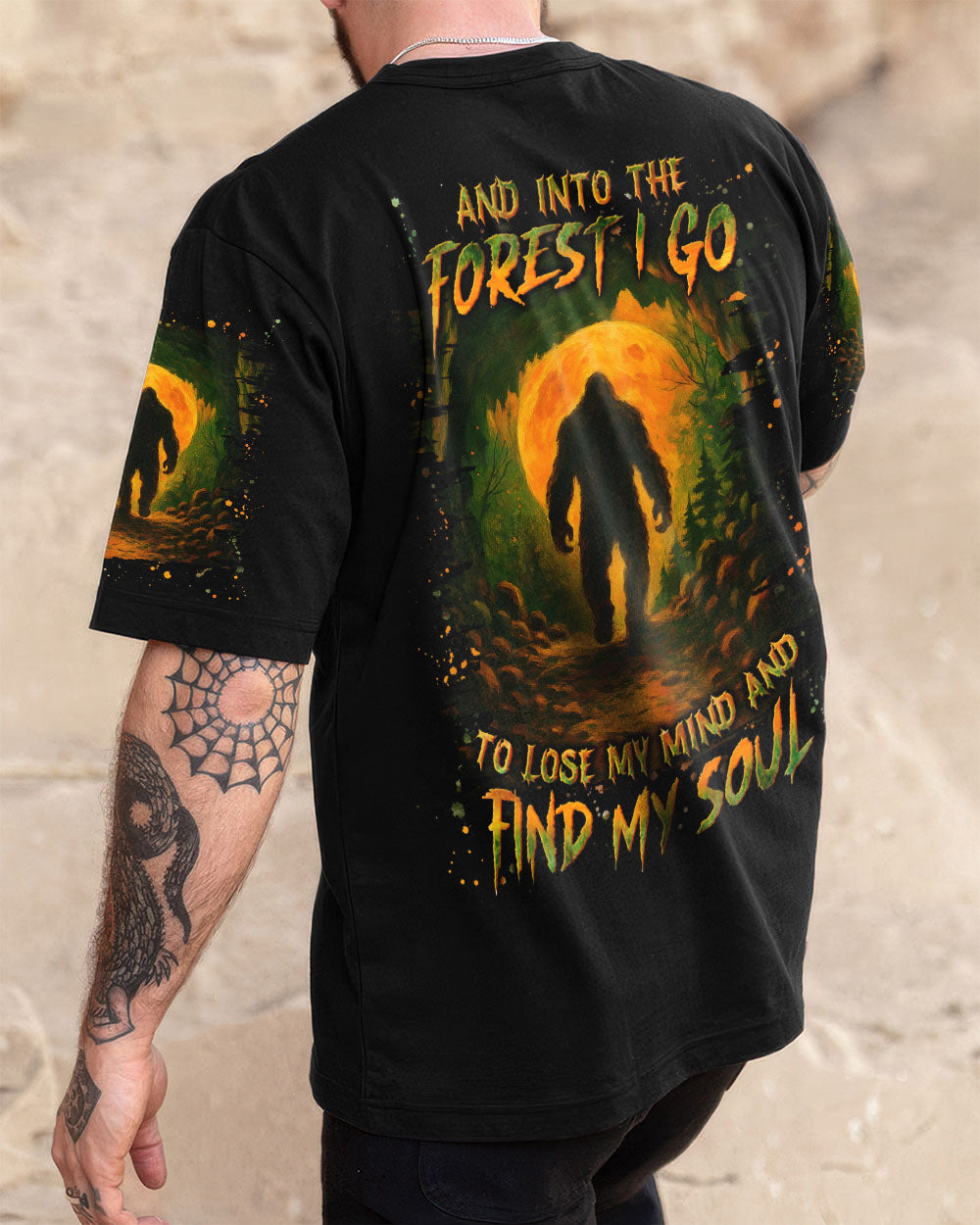 BLISSCORNERS AND INTO THE FOREST I GO BIGFOOT ALL OVER PRINT