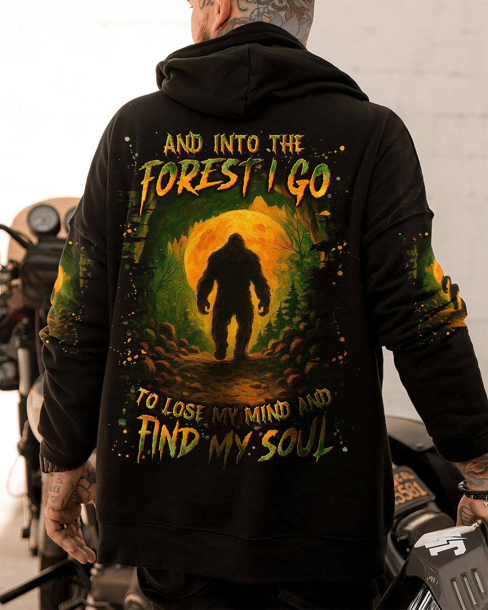 BLISSCORNERS AND INTO THE FOREST I GO BIGFOOT ALL OVER PRINT