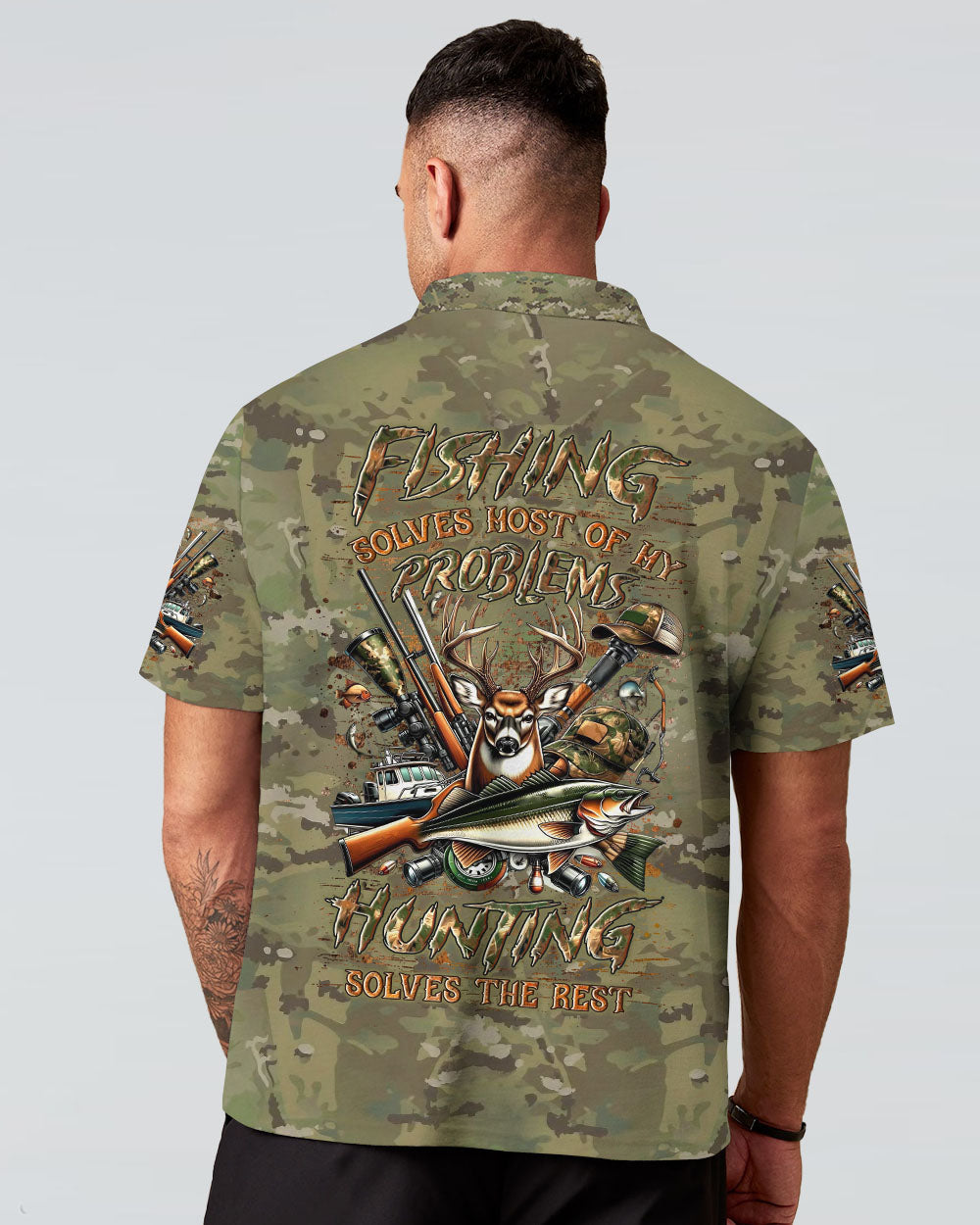 BLISSCORNERS FISHING SOLVES MOST OF MY PROBLEMS HUNTING ALL OVER PRINT