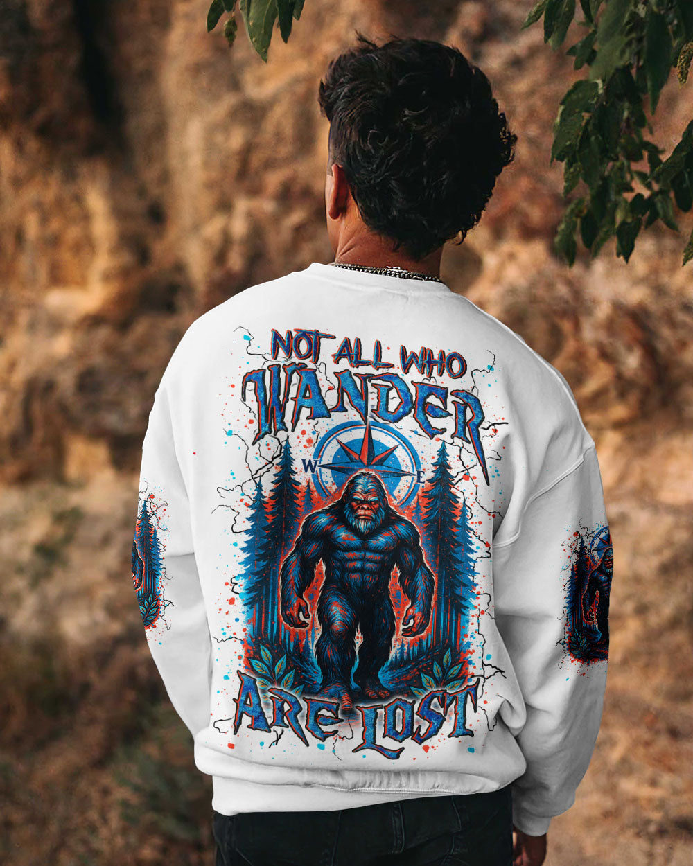 BLISSCORNERS NOT ALL WHO WANDER ARE LOST BIGFOOT ALL OVER PRINT