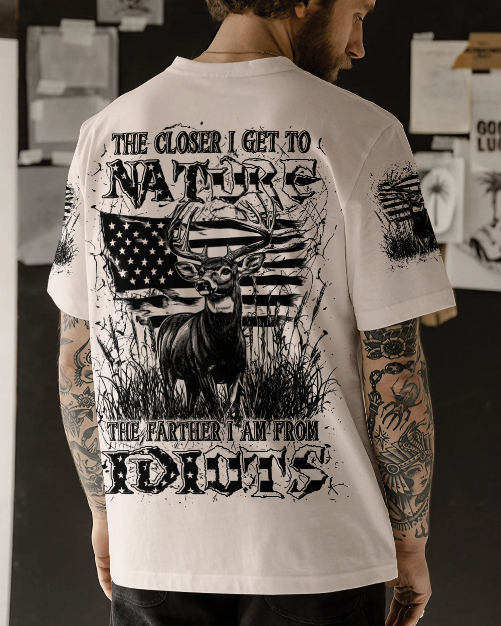 BLISSCORNERS THE CLOSER I GET TO NATURE DEER HUNTING ALL OVER PRINT