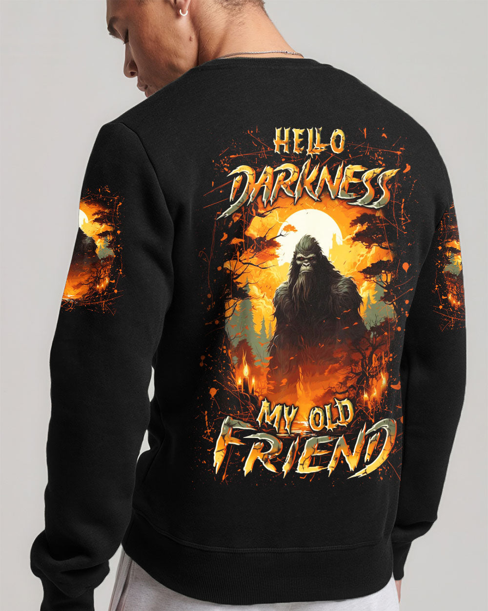 BLISSCORNERS HELLO DARKNESS MY OLD FRIEND BIGFOOT ALL OVER PRINT