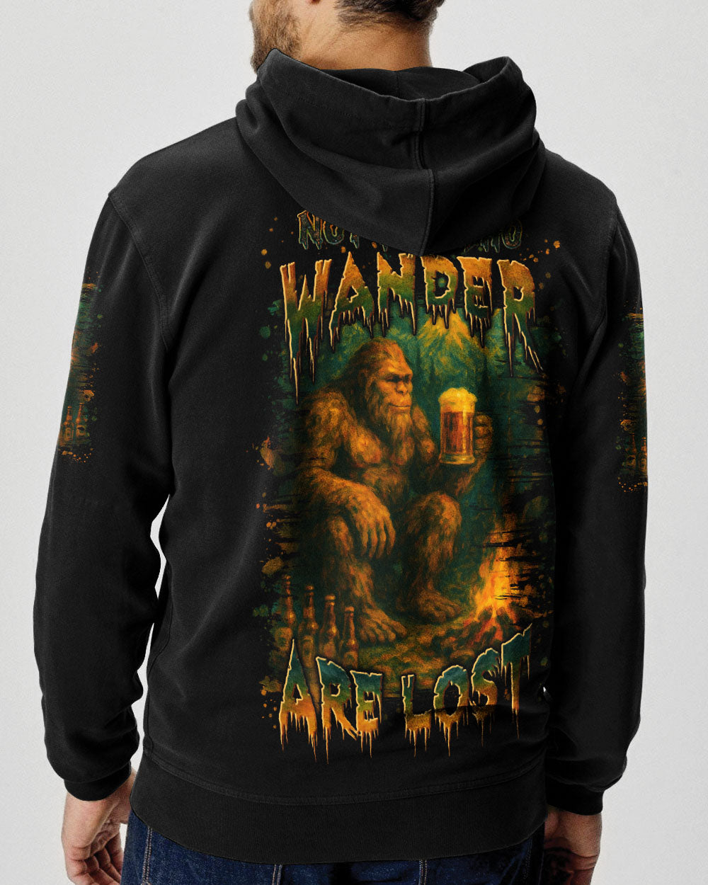 BLISSCORNERS NOT ALL WHO WANDER ARE LOST BIGFOOT COMPASS ALL OVER PRINT