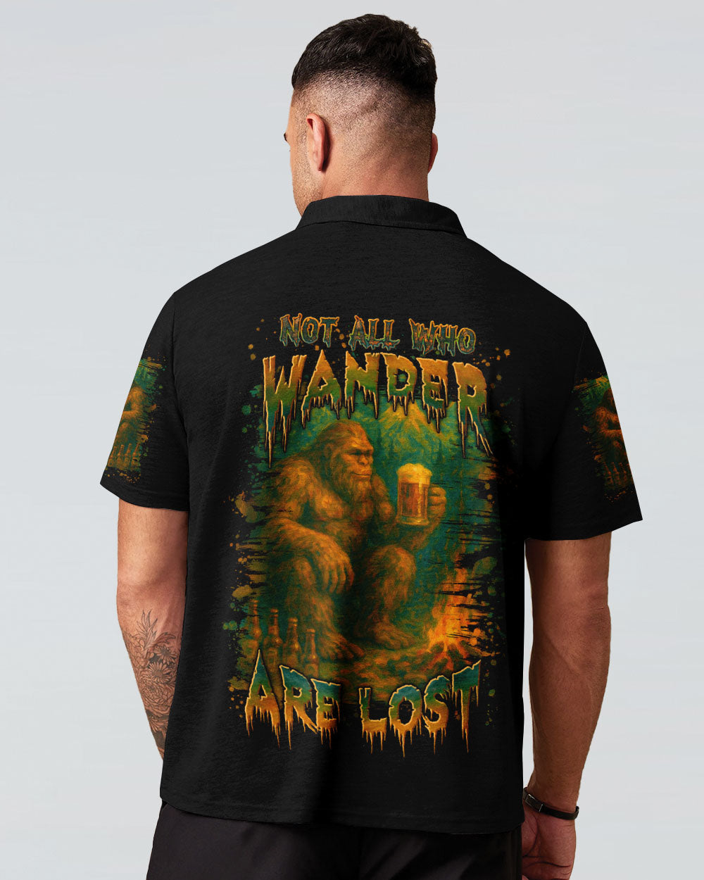 BLISSCORNERS NOT ALL WHO WANDER ARE LOST BIGFOOT COMPASS ALL OVER PRINT