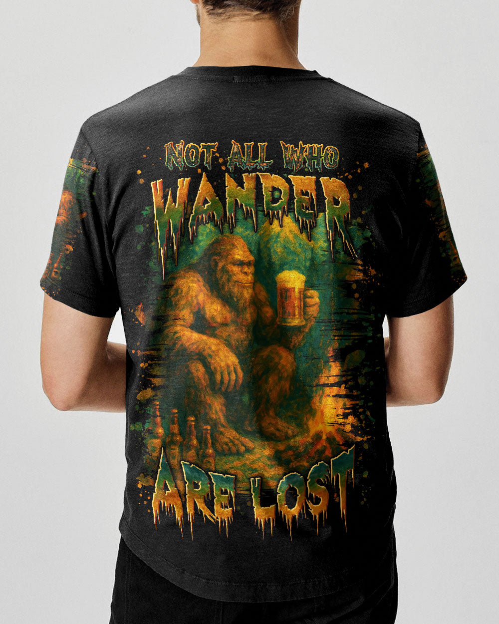 BLISSCORNERS NOT ALL WHO WANDER ARE LOST BIGFOOT COMPASS ALL OVER PRINT