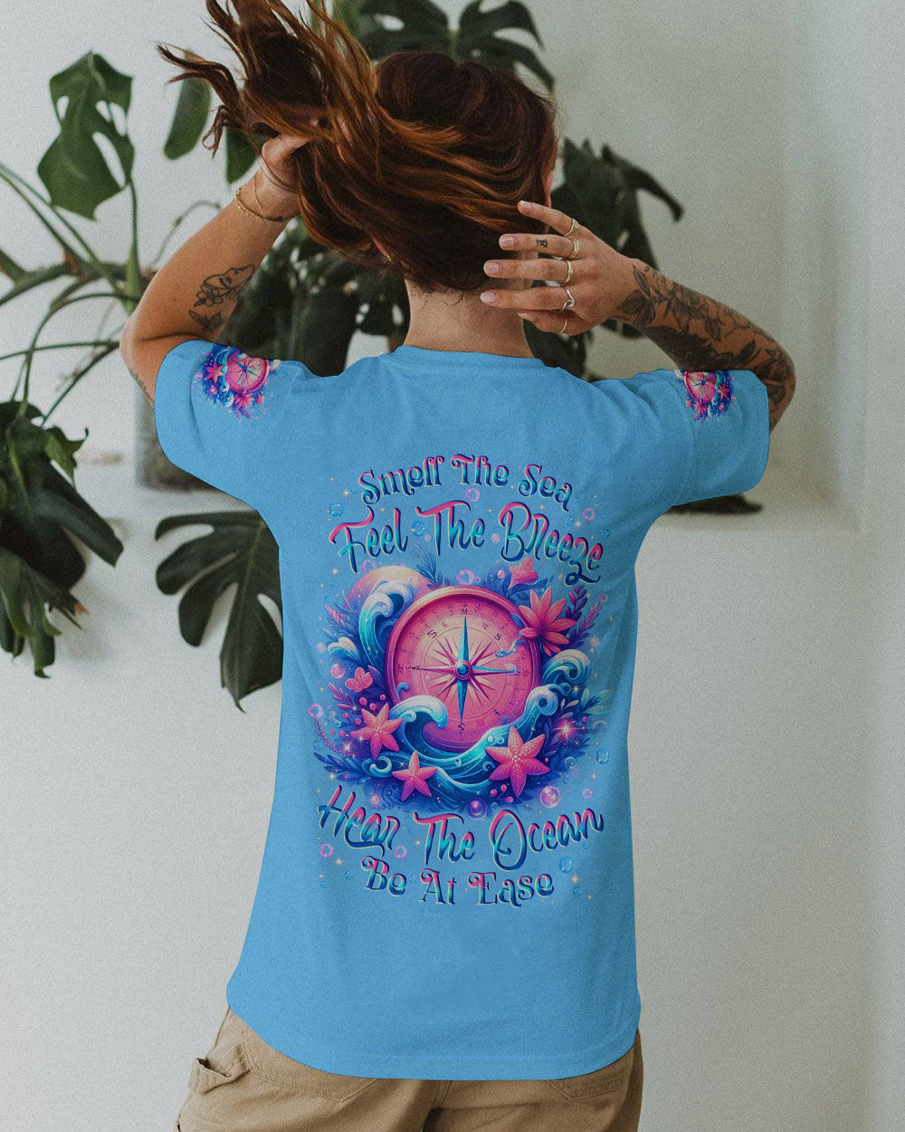 BLISSCORNERS SMELL THE SEA FEEL THE BREEZE COMPASS ALL OVER PRINT