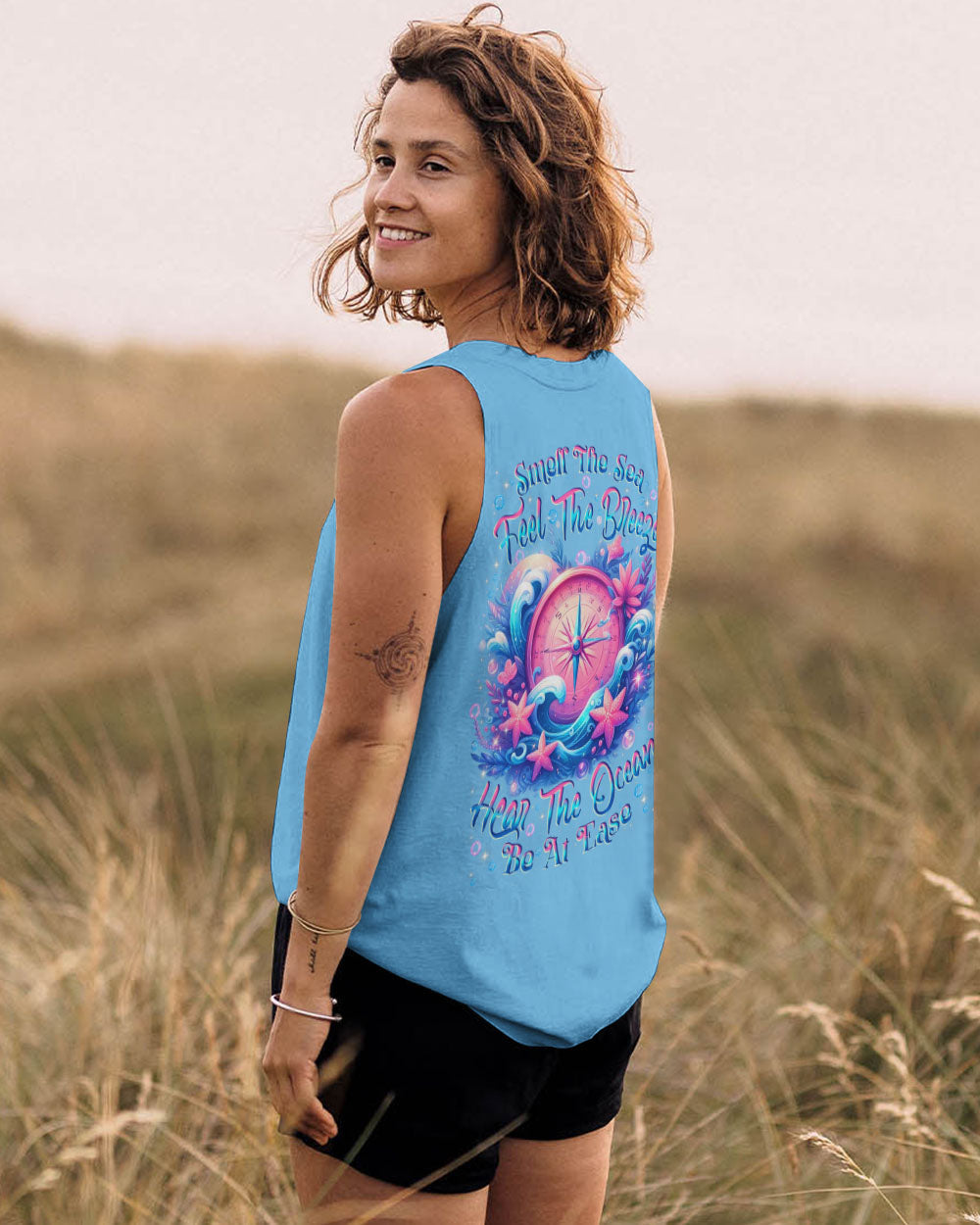 BLISSCORNERS SMELL THE SEA FEEL THE BREEZE COMPASS ALL OVER PRINT