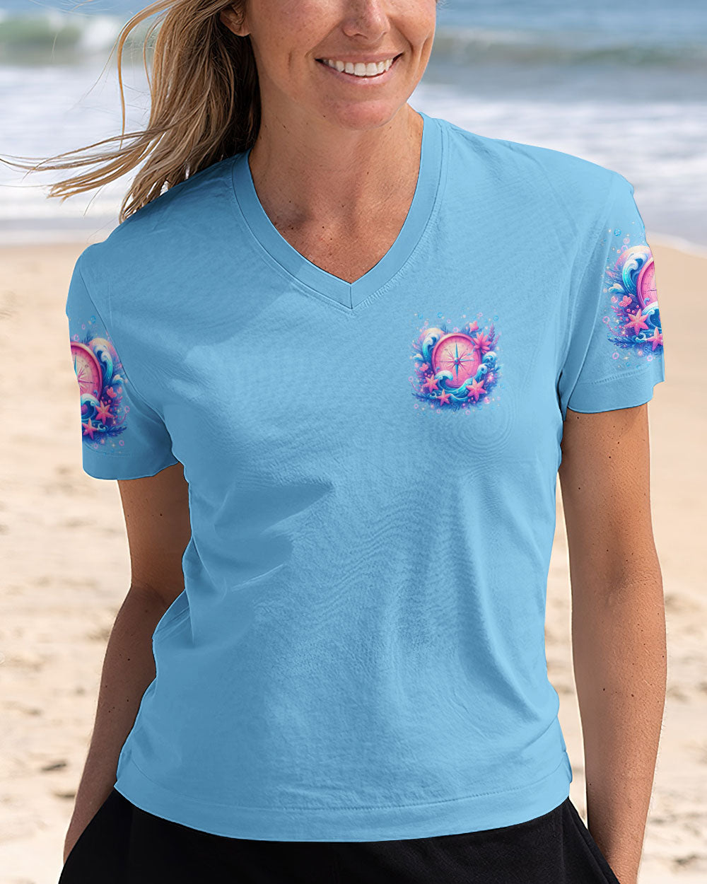 BLISSCORNERS SMELL THE SEA FEEL THE BREEZE COMPASS ALL OVER PRINT
