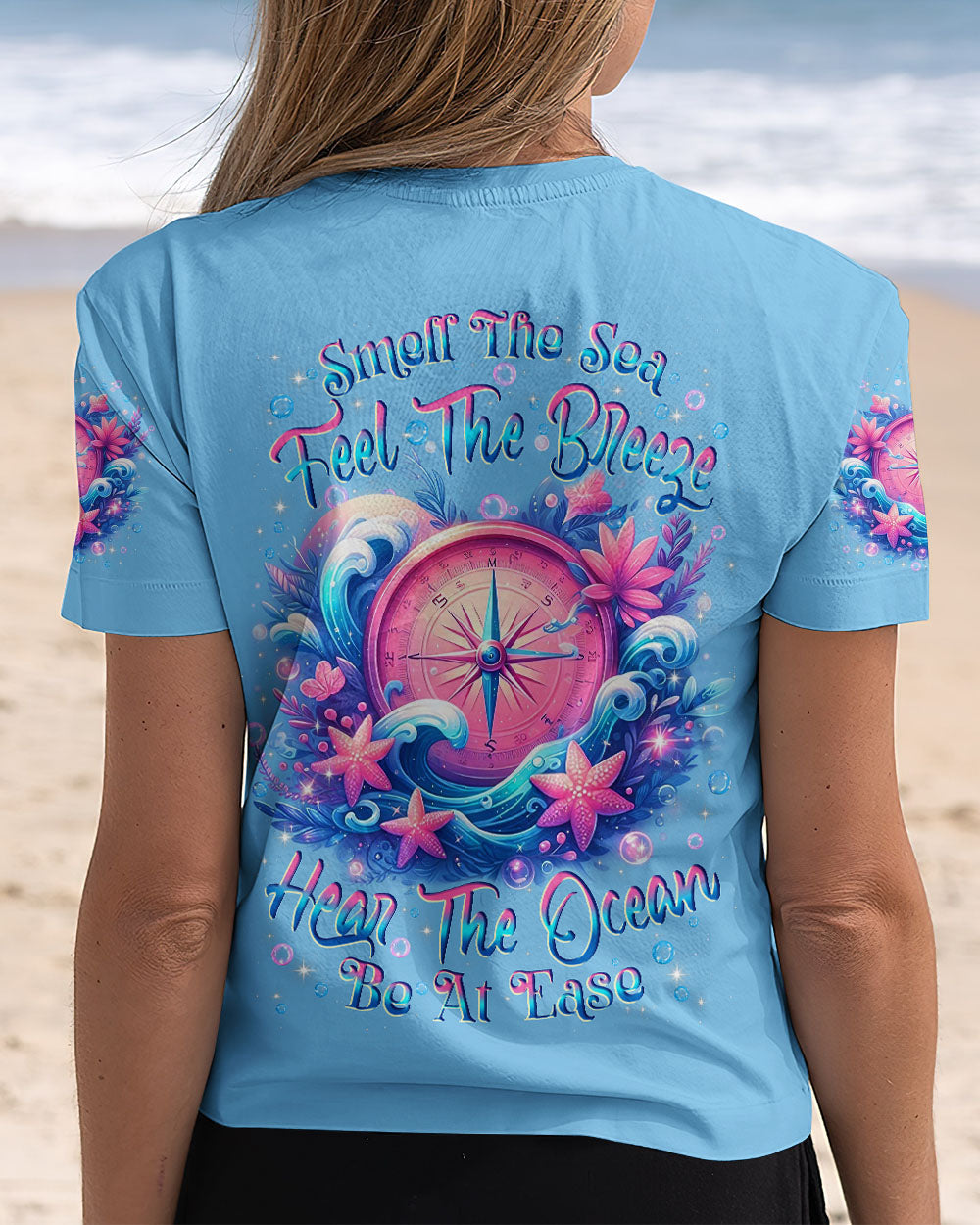 BLISSCORNERS SMELL THE SEA FEEL THE BREEZE COMPASS ALL OVER PRINT