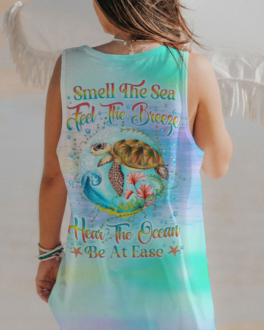 BLISSCORNERS SMELL THE SEA FEEL THE BREEZE TURTLE ALL OVER PRINT
