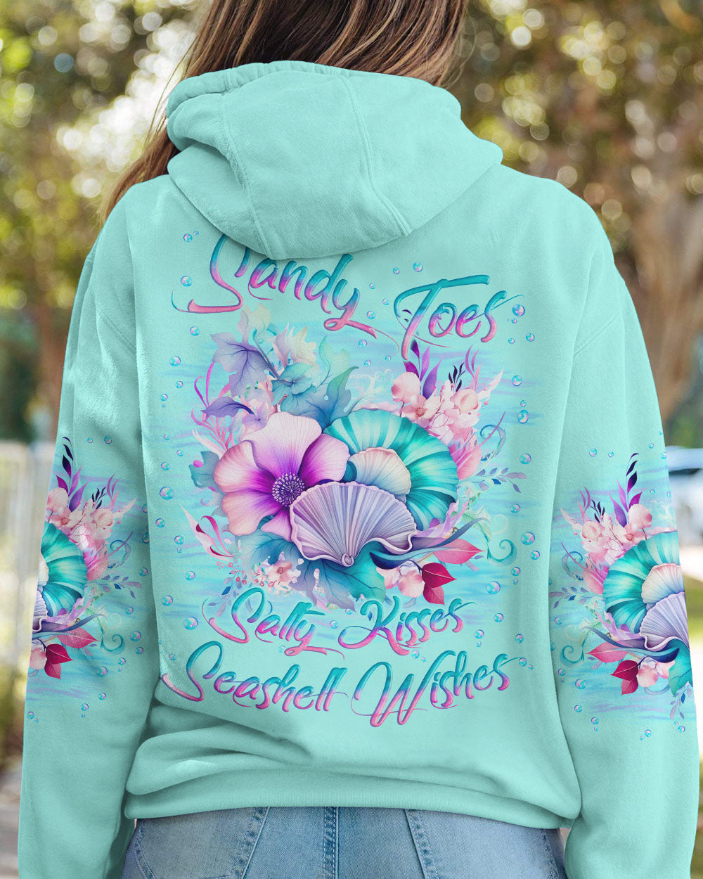 BLISSCORNERS SANDY TOES SALTY KISSES SEASHELL WISHES ALL OVER PRINT
