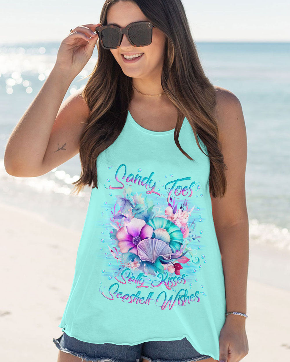BLISSCORNERS SANDY TOES SALTY KISSES SEASHELL WISHES ALL OVER PRINT