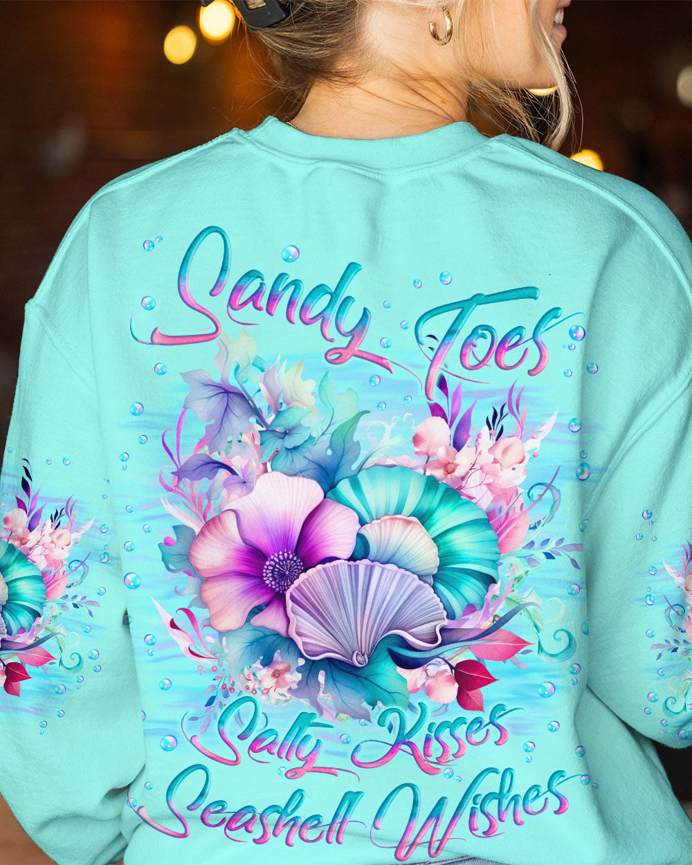 BLISSCORNERS SANDY TOES SALTY KISSES SEASHELL WISHES ALL OVER PRINT
