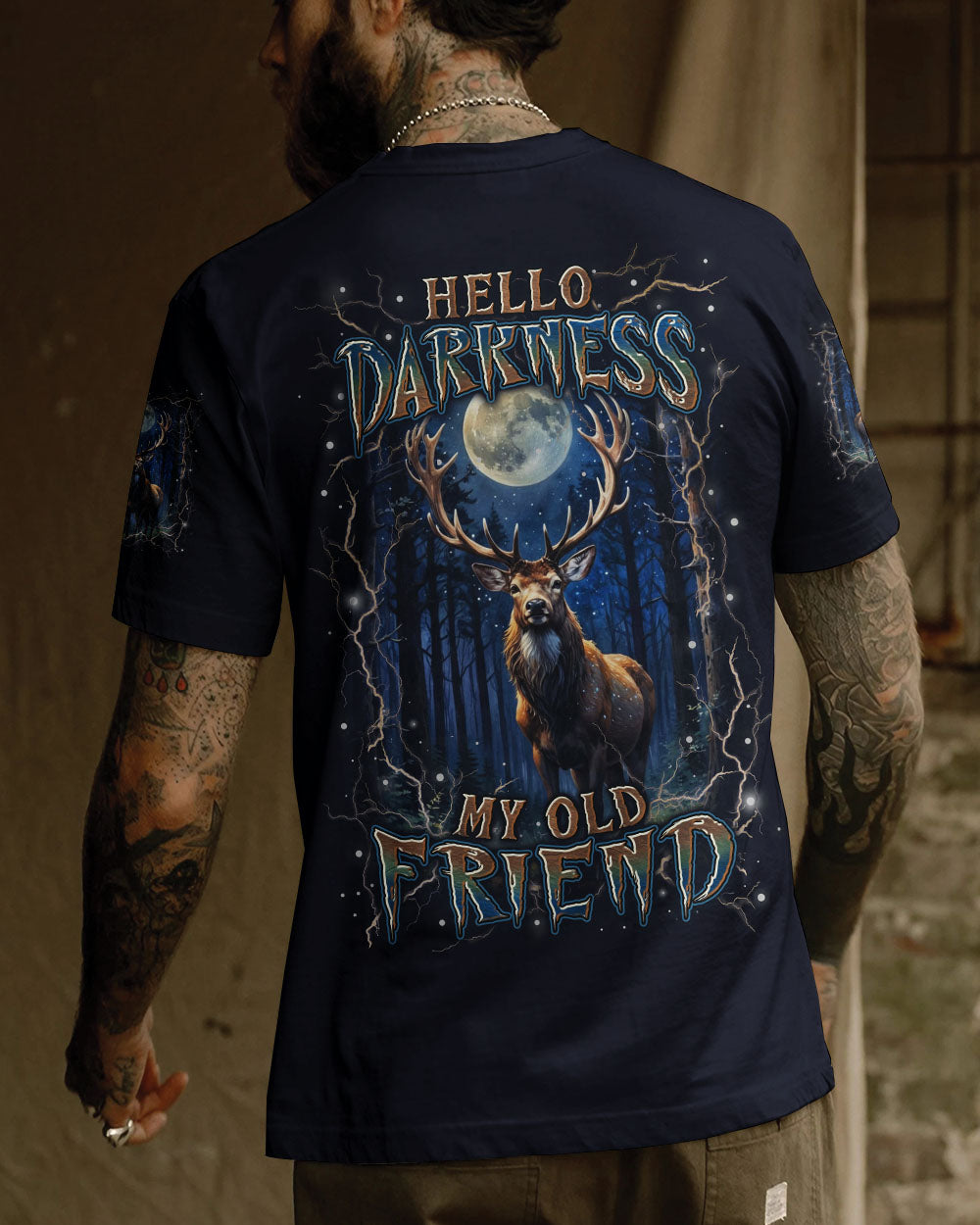 BLISSCORNERS HELLO DARKNESS MY OLD FRIEND DEER ALL OVER PRINT