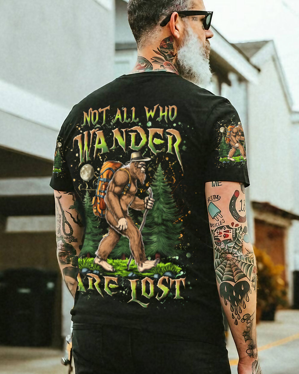 BLISSCORNERS NOT ALL WHO WANDER ARE LOST BIGFOOT ALL OVER PRINT