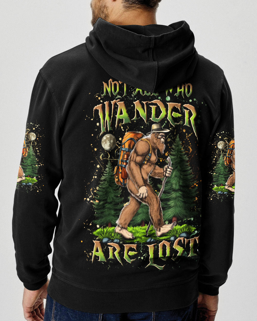 BLISSCORNERS NOT ALL WHO WANDER ARE LOST BIGFOOT ALL OVER PRINT