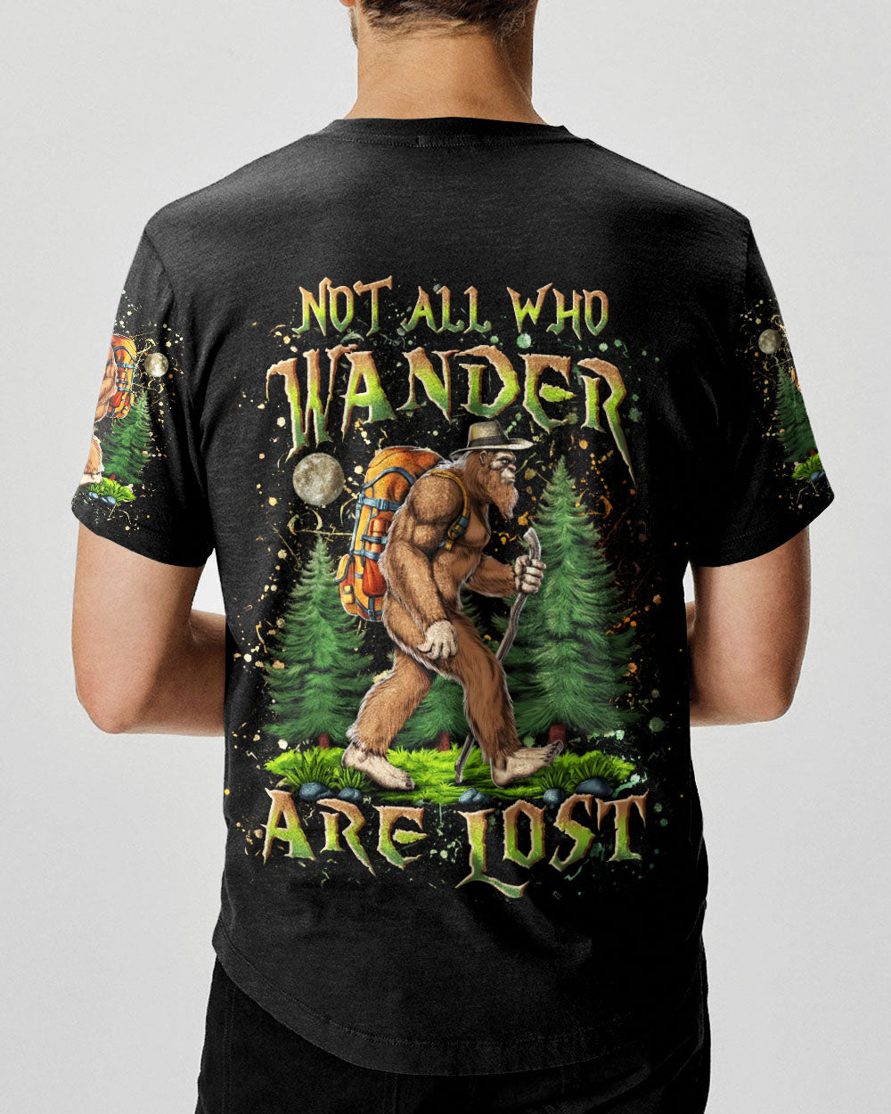 BLISSCORNERS NOT ALL WHO WANDER ARE LOST BIGFOOT ALL OVER PRINT