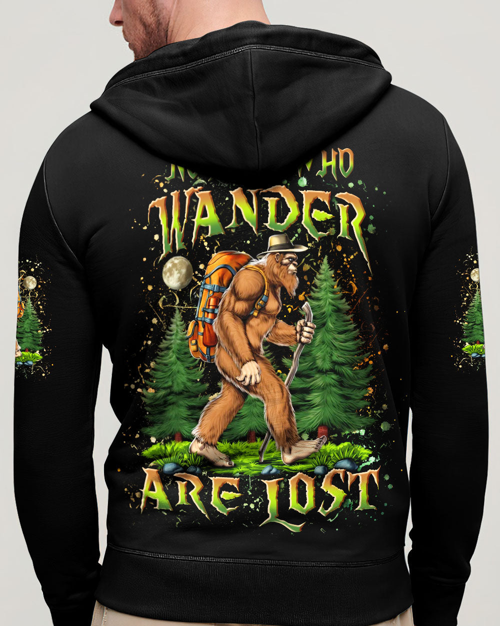 BLISSCORNERS NOT ALL WHO WANDER ARE LOST BIGFOOT ALL OVER PRINT